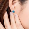 Pendientes de cristal azul con forma de corazón oceánico para mujer, joyería coreana, pendientes de diamantes azules chapados en plata con temperamento, venta al por mayor
