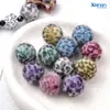 Terciopelo Estampado Leopardo Piel Blanca Perforada Cuentas Redondas Acrílico Joyería DIY Cordón de Zapato Bolso Colgante Cadena de Teléfono Móvil Accesorios Material