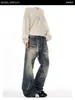 Jeans Rectos Ajustados Azules Lavados Estilo Americano Talla Plus para Mujer, Nueva Moda de Primavera, Pantalones Ajustados de Moda