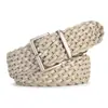 Cinturón de Cintura Tejido para Mujer con un Toque Vintage de Alta Gama, Versátil para Vestidos, Hebilla de Pasador sin Agujeros, Cinturón Ancho Casual y Elegante