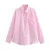 Comercio Exterior Transfronterizo Wholesale Verano Nuevo Moda Femenina Estilo Europeo y Americano Rayas Casual Manga Larga Bolsillo Versátil Holgada Camisa