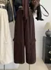 Pantalones de Pierna Ancha Adelgazantes de Cintura Alta KEKEZOON para Mujer, Pantalones Cargo Casuales Sueltos de Otoño con Cinturón, Tendencia 8724