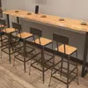 Mesa de bar de madera maciza, mesa de comedor de patas altas, mesa de barra de café, mesa para el hogar, mesa larga simple para tiendas de té de leche y snacks, montada en la pared