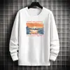 Atacado do Fabricante Tendência Primavera e Outono Versátil Masculino Moletom com Estampa de Desenho Animado Gola Redonda Solta Estilo Criativo Novo Camiseta