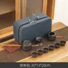 Set de Té Kung Fu de Viaje de Arena Púrpura Set Pequeño Bolsa Portátil Tetera Simple para el Hogar Regalo para Exteriores Logo