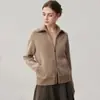 26 Otoño/Invierno Mujer Grueso de Doble Capa Espiga Cachemir Doble Cremallera Cuello Cárdigan Casual Adelgazante Chaqueta de Punto