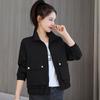 Chaqueta de mujer de estilo europeo, popular este año, nueva gabardina corta informal holgada estilo occidental con cuello alto para mujer
