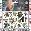 Comercio Transfronterizo Minecraft Juego de Bloques Tatuajes Temporales Calcomanías de Transferencia de Agua Desechables Calcomanías para Fiesta de Cumpleaños