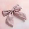 Horquilla para el pelo de bebé con lazo de cola de milano de algodón flameado estilo europeo y americano, color liso, con forma de pinza para niña, bonita diadema