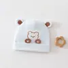 Chapéu de urso fofo para bebê recém-nascido de 0 a 3 meses, A-grade, camada dupla, quente, à prova de vento, respirável e protege a moleira