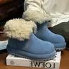 Botas de nieve cálidas con forro de forro polar esmerilado para mujer 2026 Estilo coreano moderno nuevas botas cortas de invierno vintage con punta ancha y suela gruesa tipo Birkenstock
