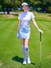 Ttygj Camiseta Deportiva Casual de Verano para Mujer, Manga Corta, Ajustada, Elástica, Transpirable, Ropa de Golf