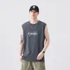 Camisa sem Manga 100% Algodão Masculina Verão Nova Marca Tendência Fresca Solta Sem Mangas Camiseta Masculina Juventude Colete Esportivo Casual Camiseta Masculina