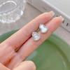 Pendientes de botón de plata de ley S925 con forma de calabaza blanca para mujer, pendientes simples, elegantes y versátiles, pendientes exquisitos de alta calidad de nicho