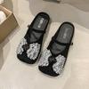 Elegantes Zapatos Rojos de Boda Franceses de Punta y Boca Baja 2025 Primavera Nueva Llegada Exquisitos Pedrería talla grande Zapatos Cómodos para Mujer