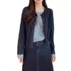 Cárdigan de punto a rayas falso dos piezas, manga larga, nuevo diseño otoño 2026, chaqueta suéter de corte holgado, top básico