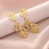 Pendientes de coral creativos exagerados europeos y americanos de acero inoxidable con borla larga irregular de gota de agua con correa de costura pendientes pendientes