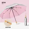 Sombrilla Plegable de Tres Pliegues Plata Titanio Doble Capa Protección Solar UV Resistente al Viento Impermeable para Mujer Costillas Dobles Reforzadas