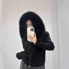 Nuevo cárdigan de punto grueso con cuello de pelo hecho a medida para otoño e invierno para mujer, chaqueta suéter de moda suelta corta con doble cremallera