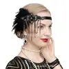Diadema de Plumas de los Años 20 Tocado Aleación Flor Pedrería Borla Diadema Accesorios para Fiesta de Máscaras Europeo y Americano