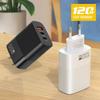 Cargador de Teléfono Móvil Multi-puerto de Doble PD y un solo USB de 120W Adaptador de Corriente Estándar de EE. UU. Estándar Europeo Estándar Británico Cabezal de Carga PD