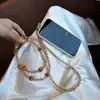 Lanyard de Celular com Contas de Caqui Doce e Sofisticado, Alça Longa Transversal, Alça Versátil para Bolsa de Câmera para Mulheres