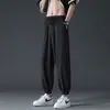 Pantalones Casuales Rectos de Seda de Hielo de Moda para Hombre Verano Color Sólido Sencillo Estilo Hong Kong Tipo Holgado 2024 Pantalones Fluidos Largos hasta el Suelo