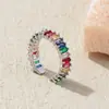 Anillo rectangular de estilo coreano con diamantes completos transfronterizo para mujer, tendencia de moda en línea, lujo ligero, chapado en oro, anillo ajustable, joyería al por mayor