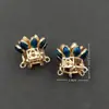 Accesorios de aleación de esmalte cloisonné azul cocido imitación estilo antiguo pabellón corona de pelo diy accesorios para tocado tocado de novia diy aleación