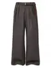 Pantalones de vestir casuales rectos con retazos plisados "Espiga Gamuza" CsmyTaichiism Old Money