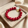 Nuevos Brazaletes de Cinabrio Estilo Chino para Hombres y Mujeres, Brazaletes de Amuleto de la Suerte para el Año de Nacimiento, Joyería Étnica Retro, Suministro para Transmisiones en Vivo de Comercio Electrónico