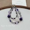 [Borboleta Roxa Voando] Novo Pingente de Celular Borboleta Roxa com Contas de Luxo Acessível Chaveiro da Moda de Indústria Pesada