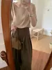 Tiro real: Top casual simples e versátil estilo coreano, cor sólida, ombro a ombro, modelagem slim, feminino, soltinho, para usar por cima 19586