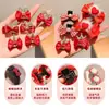 Diadema Rojo Festivo con Lazo para Niñas Pasador de Año Nuevo Infantil Pinza de Princesa Pasador para Flequillo Lateral Pasador