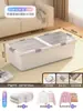 Caja de Almacenamiento Debajo de la Cama Hogareña Plana con Ruedas Tipo Cajón Ropa Colcha Transparente Organizador Caja de Almacenamiento Debajo de la Cama Caja de Almacenamiento