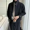 Jaqueta de Zíper de Gola Alta de Alta Qualidade para Homens, Estilo de Rua Solta Casual Versátil Tendência Marca Jaqueta Jaqueta de Lã para Homens