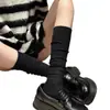 Calcetines de Media Pantorrilla Adelgazantes Absorbentes de Sudor para Primavera y Verano, Calcetines Negros Holgados, Calcetines Accesorios de Color Sólido Estilo Japonés, Calcetines de Pantorrilla Blanco Roto para Mujer