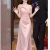 Vestido blanco de compromiso estilo francés sin hombros, adecuado para uso diario, vestido para brindis de ceremonia de adulto, vestido de novia, vestido largo