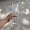 Vaso de Vidrio Transparente Cilíndrico Grande Recto Taza Pequeña Jarrón de Madera Borracha de Caballo Alto Jarrón Cilíndrico Hidropónico