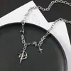 Collar de Punto de Cruz Cruz Estrella Gema Negra Diseño de Nicho para Hombre Estilo Dulce Fresco Cadena para Suéter Hip Hop Callejero de Acero de Titanio