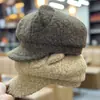 Chapéu Oitavado de Pelúcia com Orelhas Fofas para Mulheres Outono e Inverno Versão Coreana Desenho Animado Versátil Celebridade da Internet Estudante Chapéu de Boina Tendência