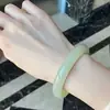Pulsera de Tira Delgada de Jade Verde y Blanco de Xinjiang, Pulsera Natural de Jade con Borde Estrecho, Regalo para Novia o Madre, Pulsera de Jade