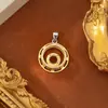 Plata de Ley S925 Tendencia Nacional Anillo Doble Hueco Base de Colgante Incrustada con Diamantes Accesorios de Colgante para Joyería DIY Inserción de Piedras Preciosas Venta al por Mayor