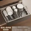 Estante de Aluminio Espacial para Tazones Estante de Almacenamiento Estante Drenador para Gabinetes para Tazones y Platos Estante Divisor para Cajones de Gabinete de Cocina