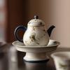 Tetera de Pedernal Rojo y Blanco Azul Miyan Pura Hecha a Mano Cerámica Retro Cafetera Casera Tetera Individual con Filtro Tetera de Porcelana de Gama Alta