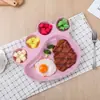 Vajilla Infantil de Paja de Trigo Pie de Oso Fruta Papas Fritas Separado Cuatro Colores Opcionales Plato de Cena de Dibujos Animados Plato Separado para Empanadillas