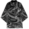 Directo de fábrica capa con tótem de dragón estilo chino marea nacional personalidad cárdigan de punto con plumas capa kimono túnica de siete mangas hombre