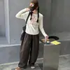 Colección Coreana Estilo Primavera y Otoño 2026 para Niñas Medianas y Mayores, Niña Elegante, Camiseta con Letras para Niños, Pantalones Sueltos, Conjunto Infantil, Moderno