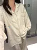 Conjunto de pijama de algodón jacquard suave y transpirable de estilo japonés para mujer, nuevo para primavera, con cuello camisero vuelto, manga larga y pantalón largo, para estar en casa