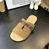 Hebilla de Cinturón Retro de Diseño de Nicho Sandalias Slip-On para Mujer Verano 2026 Sandalias de Playa para Exteriores con Hebilla Metálica Chanclas Planas